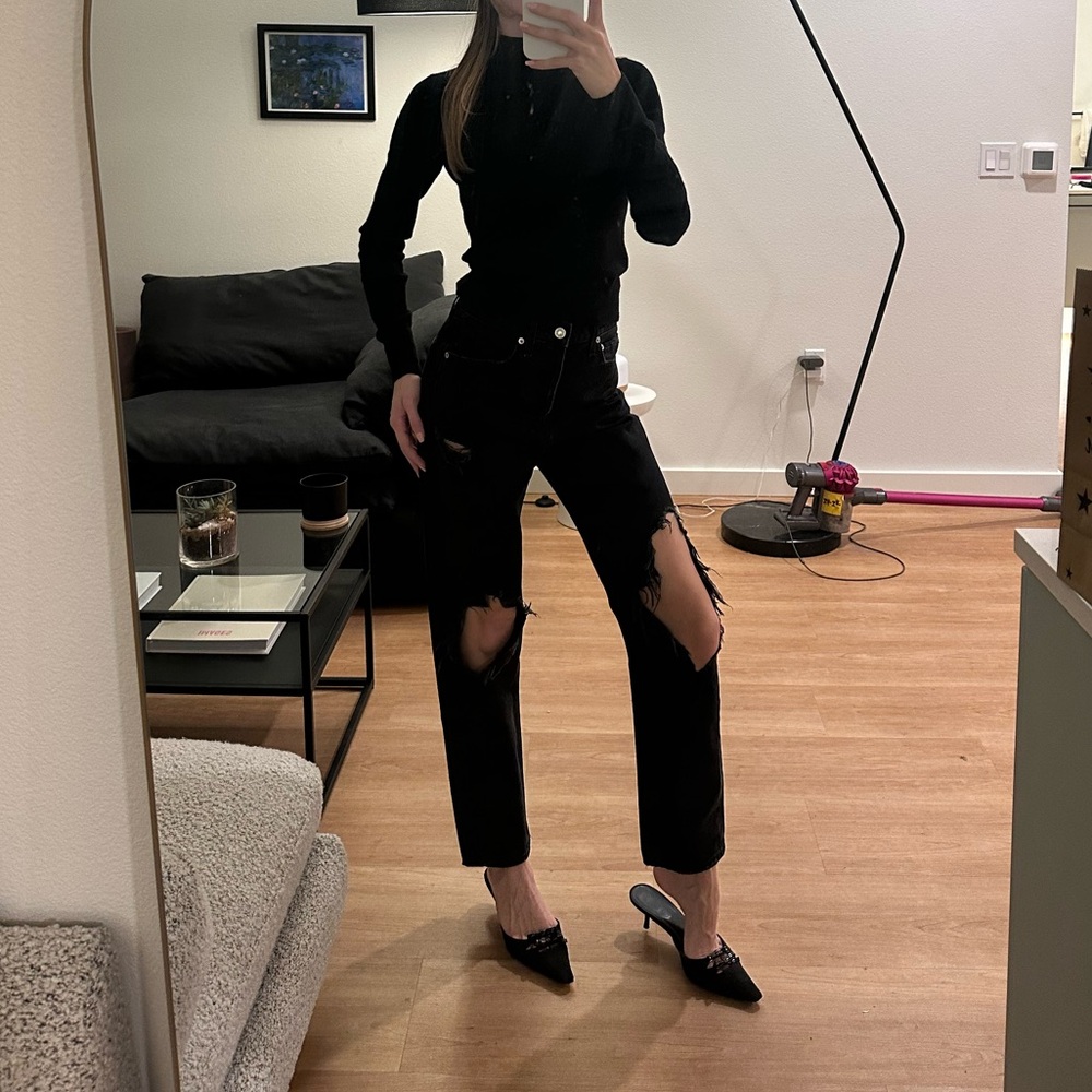 Agolde black ripped jeans